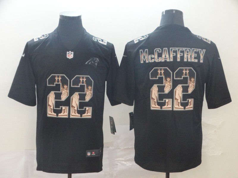 Men Carolina Panthers 22 Mccaffrey Black Goddess fashion Edition Nike NFL Jerseys